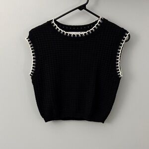 Altar'd State Black Knit Tank with White Accents